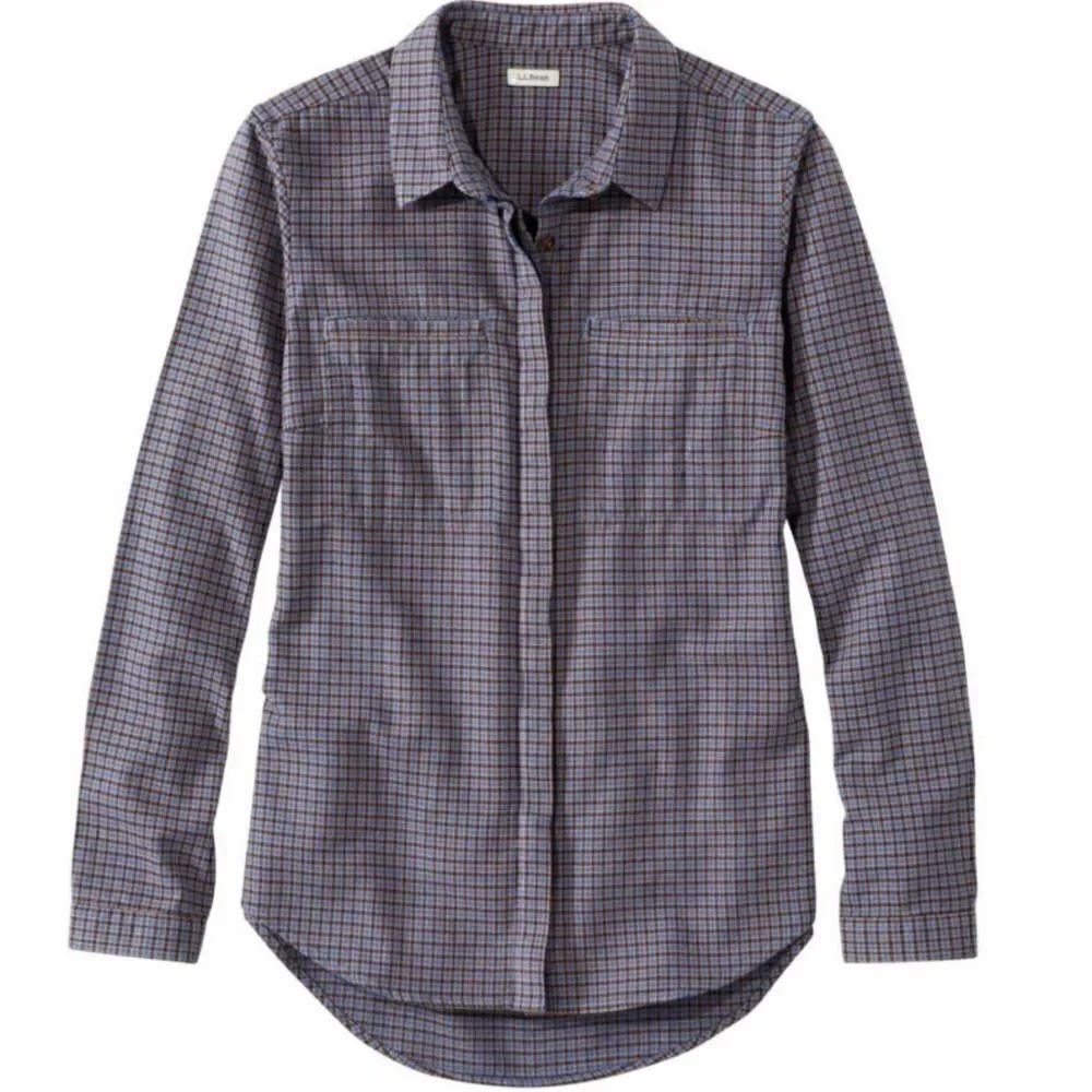 L.L. BEAN Long Sleeve Button-Up Flannel Wicked Good Top Nutmeg Blue Women’s MP